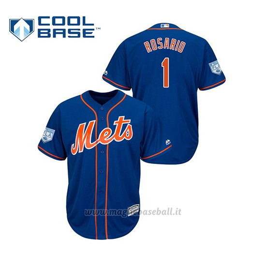 Maglia Baseball Uomo New York Mets Amed Rosario 2019 Entrenamiento De Primavera Cool Base Blu